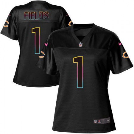Nike Bears #1 Justin Fields Black Women's NFL Fashion Game Jersey
