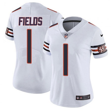 Nike Bears #1 Justin Fields White Women's Stitched NFL Vapor Untouchable Limited Jersey