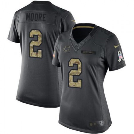 Nike Bears #2 D.J. Moore Black Women's Stitched NFL Limited 2016 Salute to Service Jersey