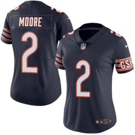 Nike Bears #2 D.J. Moore Navy Blue Team Color Women's Stitched NFL Vapor Untouchable Limited Jersey