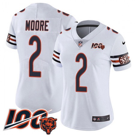 Nike Bears #2 D.J. Moore White Alternate Women's Stitched NFL Vapor Untouchable Limited 100th Season Jersey