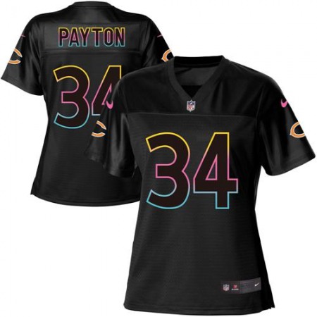 Nike Bears #34 Walter Payton Black Women's NFL Fashion Game Jersey