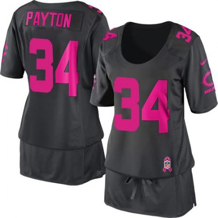 Nike Bears #34 Walter Payton Dark Grey Women's Breast Cancer Awareness Stitched NFL Elite Jersey