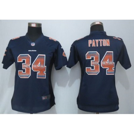 Nike Bears #34 Walter Payton Navy Blue Team Color Women's Stitched NFL Elite Strobe Jersey