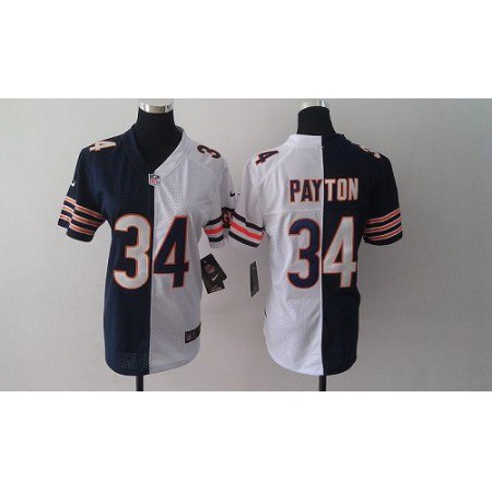 Nike Bears #34 Walter Payton Navy Blue/White Women's Stitched NFL Elite Split Jersey