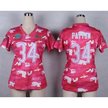 Nike Bears #34 Walter Payton Pink Women's Stitched NFL Elite Camo Fashion Jersey