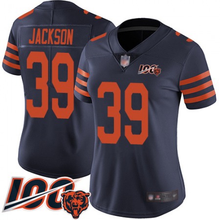 Nike Bears #39 Eddie Jackson Navy Blue Alternate Women's Stitched NFL 100th Season Vapor Limited Jersey