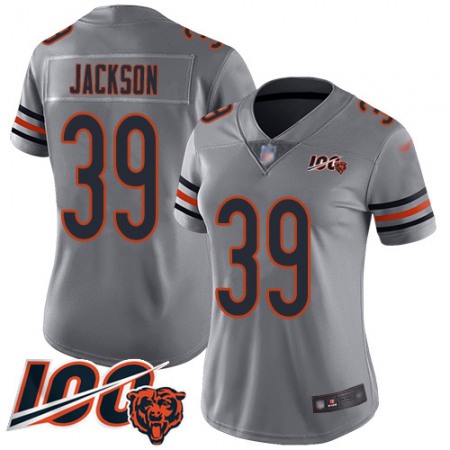 Nike Bears #39 Eddie Jackson Silver Women's Stitched NFL Limited Inverted Legend 100th Season Jersey