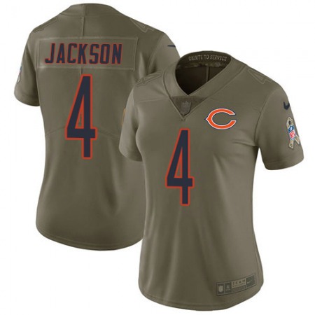 Nike Bears #4 Eddie Jackson Olive Women's Stitched NFL Limited 2017 Salute To Service Jersey