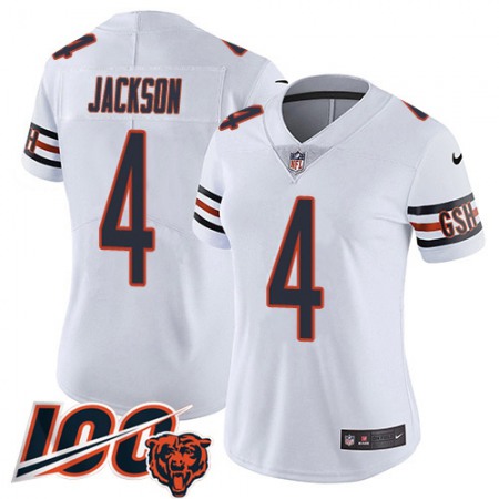 Nike Bears #4 Eddie Jackson White Alternate Women's Stitched NFL Vapor Untouchable Limited 100th Season Jersey