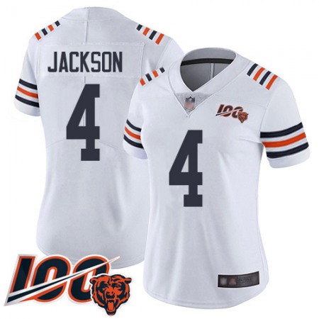 Nike Bears #4 Eddie Jackson White Women's Stitched NFL 100th Season Vapor Limited Jersey