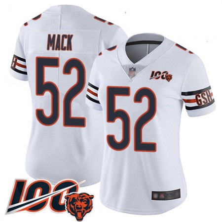 Nike Bears #52 Khalil Mack White Women's Stitched NFL 100th Season Vapor Limited Jersey