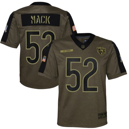 Chicago Bears #52 Khalil Mack Olive Nike Youth 2021 Salute To Service Game Jersey