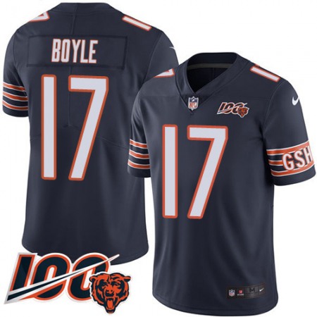 Nike Bears #17 Tim Boyle Navy Blue Team Color Youth Stitched NFL 100th Season Vapor Limited Jersey