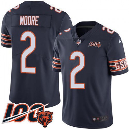 Nike Bears #2 D.J. Moore Navy Blue Team Color Youth Stitched NFL 100th Season Vapor Limited Jersey