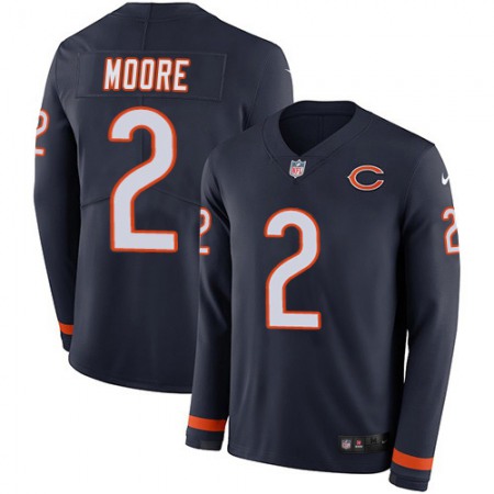 Nike Bears #2 D.J. Moore Navy Blue Team Color Youth Stitched NFL Limited Therma Long Sleeve Jersey
