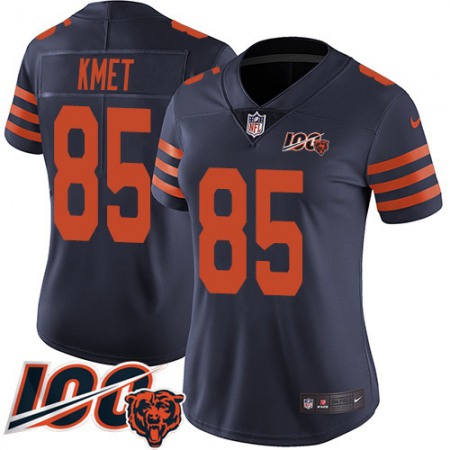 Nike Bears #85 Cole Kmet Navy Blue Alternate Women's Stitched NFL 100th Season Vapor Untouchable Limited Jersey