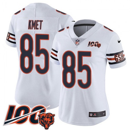 Nike Bears #85 Cole Kmet White Women's Stitched NFL 100th Season Vapor Untouchable Limited Jersey