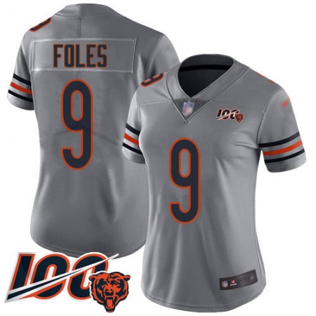 Nike Bears #9 Nick Foles Silver Women's Stitched NFL Limited Inverted Legend 100th Season Jersey
