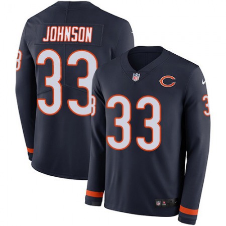 Nike Bears #33 Jaylon Johnson Navy Blue Team Color Youth Stitched NFL Limited Therma Long Sleeve Jersey