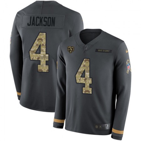 Nike Bears #4 Eddie Jackson Anthracite Salute to Service Youth Stitched NFL Limited Therma Long Sleeve Jersey