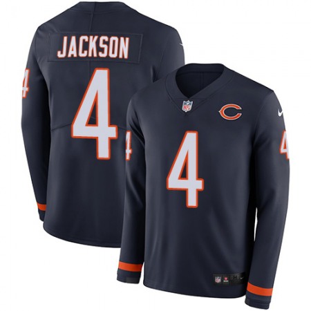 Nike Bears #4 Eddie Jackson Navy Blue Team Color Youth Stitched NFL Limited Therma Long Sleeve Jersey