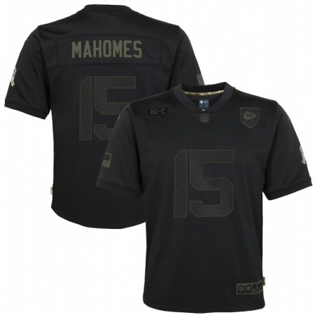 Kansas City Chiefs #15 Patrick Mahomes Nike Youth 2020 Salute to Service Game Jersey Black