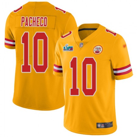 Nike Chiefs #10 Isiah Pacheco Gold Super Bowl LVII Patch Youth Stitched NFL Limited Inverted Legend Jersey