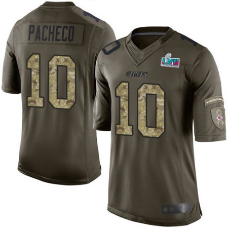 Nike Chiefs #10 Isiah Pacheco Green Super Bowl LVII Patch Youth Stitched NFL Limited 2015 Salute to Service Jersey