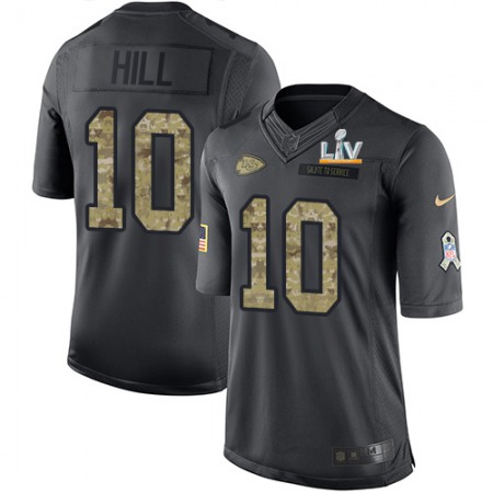 Nike Chiefs #10 Tyreek Hill Black Youth Super Bowl LV Bound Stitched NFL Limited 2016 Salute to Service Jersey