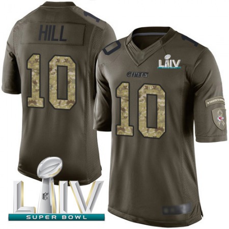 Nike Chiefs #10 Tyreek Hill Green Super Bowl LIV 2020 Youth Stitched NFL Limited 2015 Salute to Service Jersey