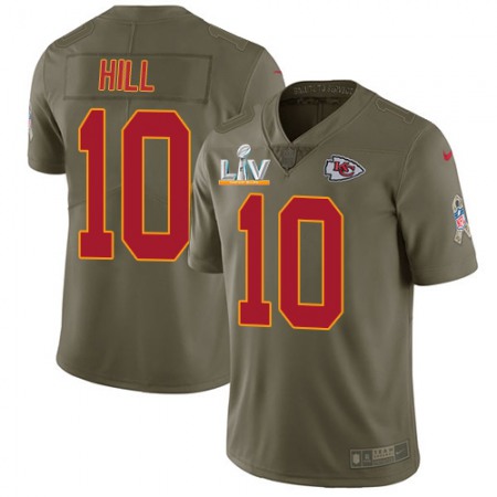 Nike Chiefs #10 Tyreek Hill Olive Youth Super Bowl LV Bound Stitched NFL Limited 2017 Salute To Service Jersey