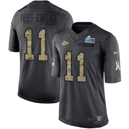 Nike Chiefs #11 Marquez Valdes-Scantling Black Super Bowl LVII Patch Youth Stitched NFL Limited 2016 Salute to Service Jersey