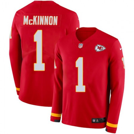 Nike Chiefs #1 Jerick McKinnon Red Team Color Youth Stitched NFL Limited Therma Long Sleeve Jersey