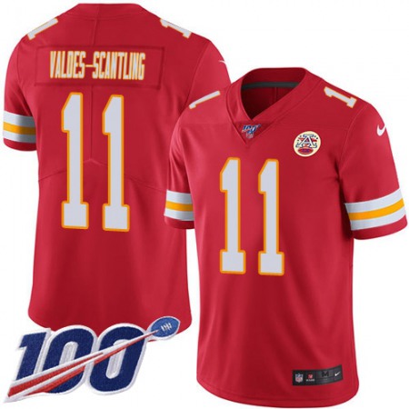 Nike Chiefs #11 Marquez Valdes-Scantling Red Team Color Youth Stitched NFL 100th Season Vapor Limited Jersey