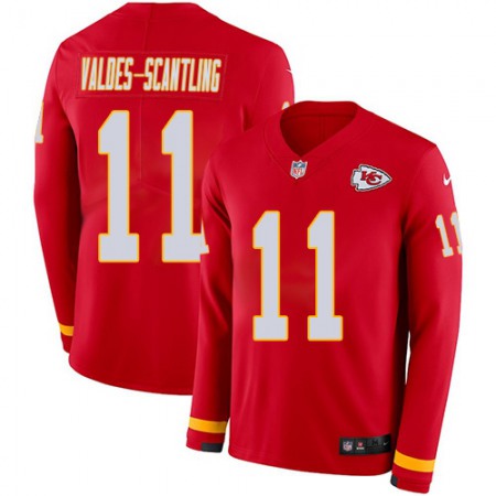 Nike Chiefs #11 Marquez Valdes-Scantling Red Team Color Youth Stitched NFL Limited Therma Long Sleeve Jersey