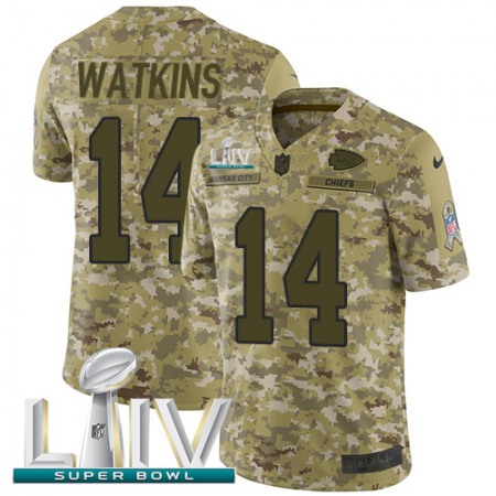 Nike Chiefs #14 Sammy Watkins Camo Super Bowl LIV 2020 Youth Stitched NFL Limited 2018 Salute To Service Jersey