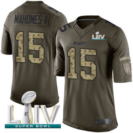 Nike Chiefs #15 Patrick Mahomes Green Super Bowl LIV 2020 Youth Stitched NFL Limited 2015 Salute to Service Jersey