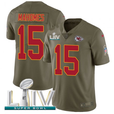 Nike Chiefs #15 Patrick Mahomes Olive Super Bowl LIV 2020 Youth Stitched NFL Limited 2017 Salute To Service Jersey