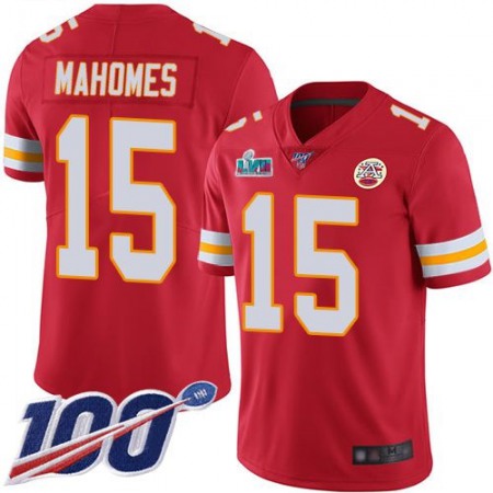Nike Chiefs #15 Patrick Mahomes Red Team Color Super Bowl LVII Patch Youth Stitched NFL 100th Season Vapor Limited Jersey