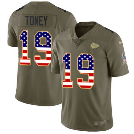 Nike Chiefs #19 Kadarius Toney Olive/USA Flag Youth Stitched NFL Limited 2017 Salute To Service Jersey