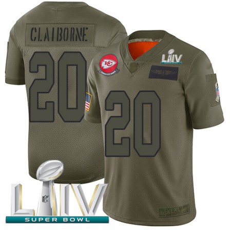 Nike Chiefs #20 Morris Claiborne Camo Super Bowl LIV 2020 Youth Stitched NFL Limited 2019 Salute To Service Jersey