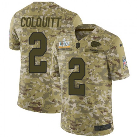 Nike Chiefs #2 Dustin Colquitt Camo Youth Super Bowl LV Bound Stitched NFL Limited 2018 Salute To Service Jersey