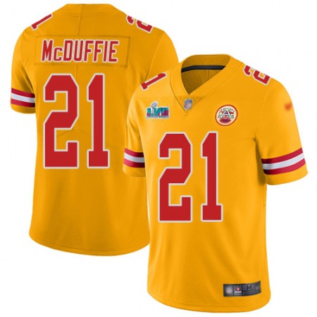 Nike Chiefs #21 Trent McDuffie Gold Super Bowl LVII Patch Youth Stitched NFL Limited Inverted Legend Jersey