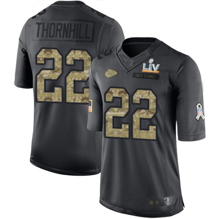 Nike Chiefs #22 Juan Thornhill Black Youth Super Bowl LV Bound Stitched NFL Limited 2016 Salute to Service Jersey