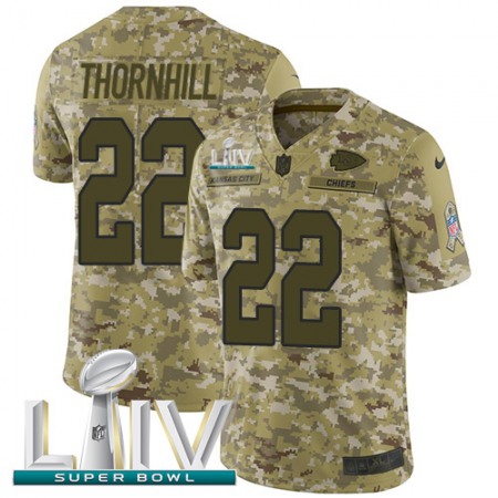 Nike Chiefs #22 Juan Thornhill Camo Super Bowl LIV 2020 Youth Stitched NFL Limited 2018 Salute To Service Jersey