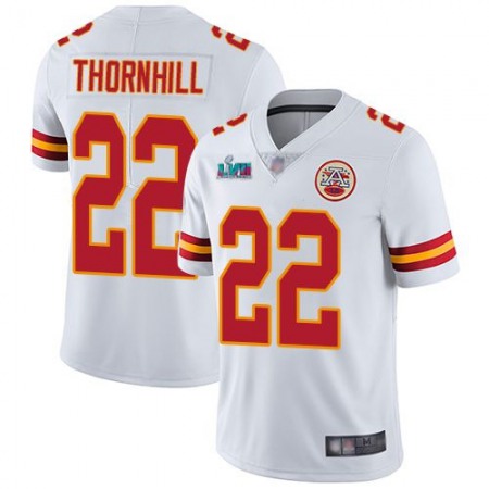 Nike Chiefs #22 Juan Thornhill White Super Bowl LVII Patch Youth Stitched NFL Vapor Untouchable Limited Jersey