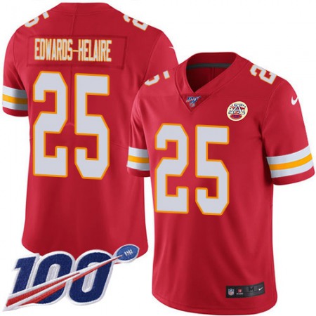 Nike Chiefs #25 Clyde Edwards-Helaire Red Team Color Youth Stitched NFL 100th Season Vapor Untouchable Limited Jersey