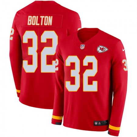 Nike Chiefs #32 Nick Bolton Red Team Color Youth Stitched NFL Limited Therma Long Sleeve Jersey