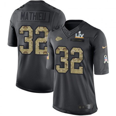 Nike Chiefs #32 Tyrann Mathieu Black Youth Super Bowl LV Bound Stitched NFL Limited 2016 Salute to Service Jersey